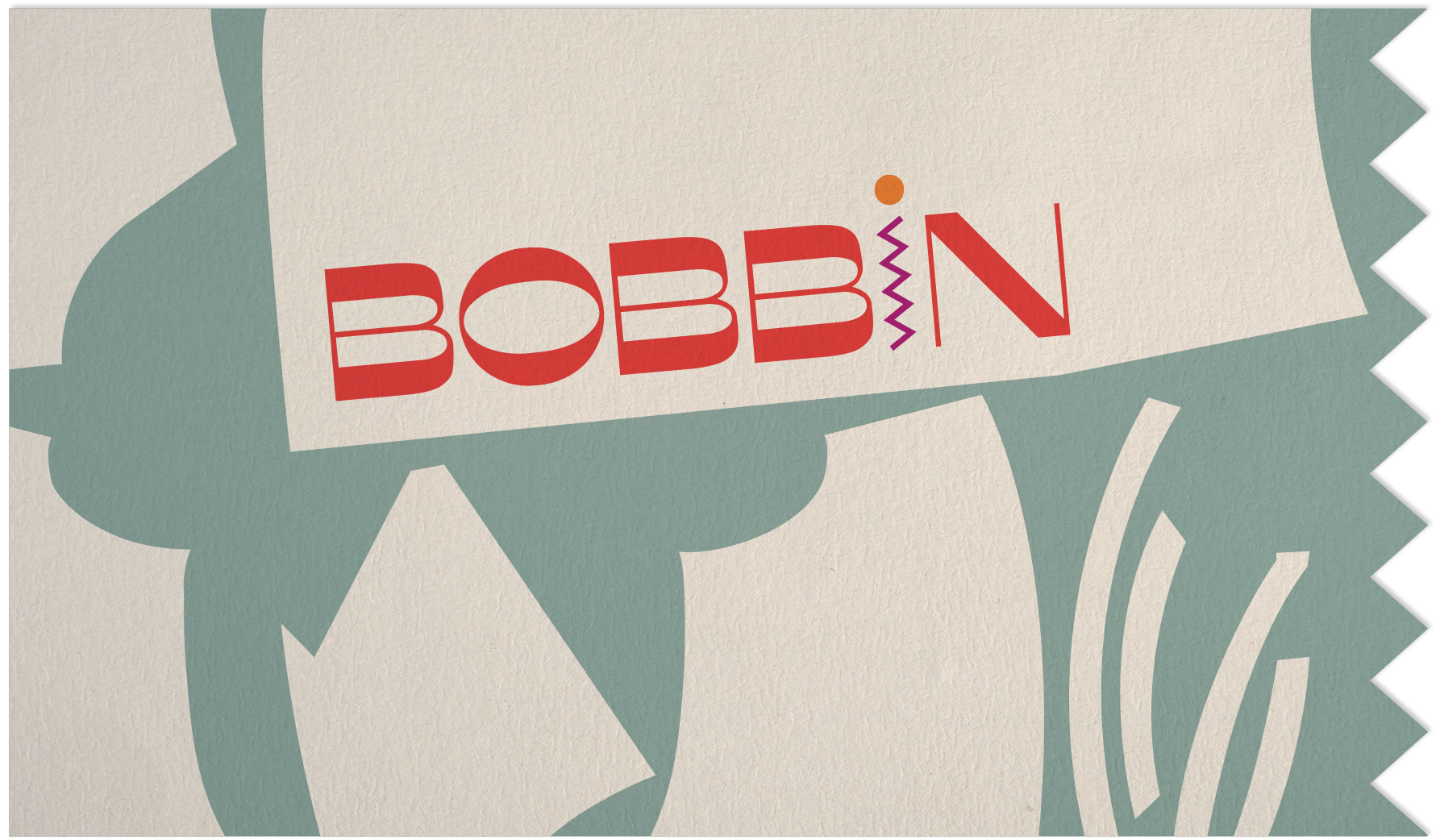 Business card with pattern pieces and zig zag edge