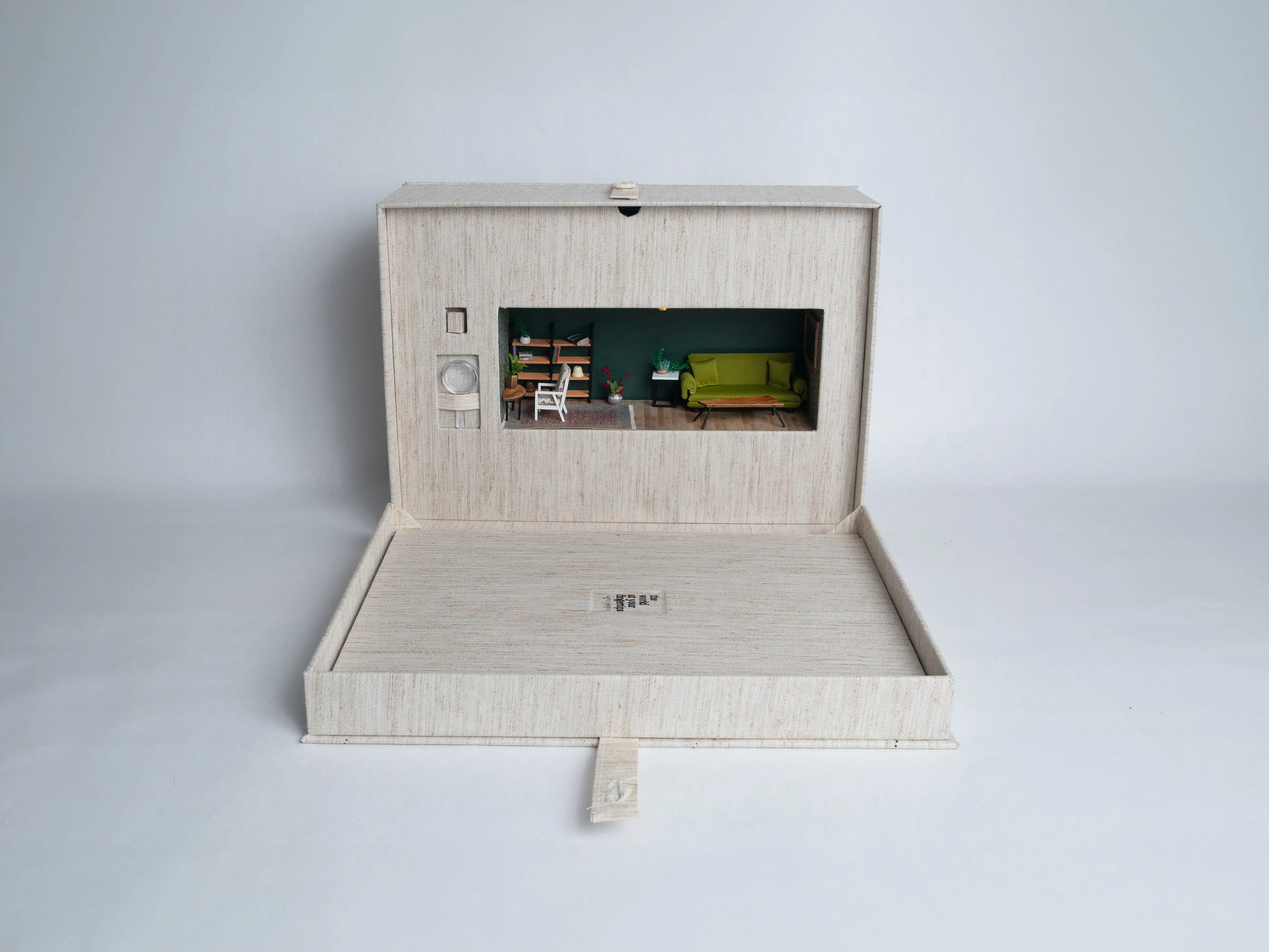 Box with book and miniatures